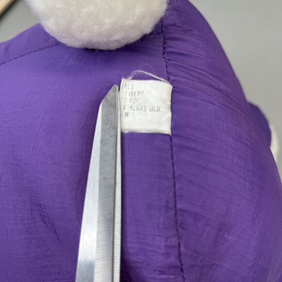 Rabbit Puffy Style Plush Nylon Parachute Purple Pink Bunny Slippers Vintage - Picture 10 of 12